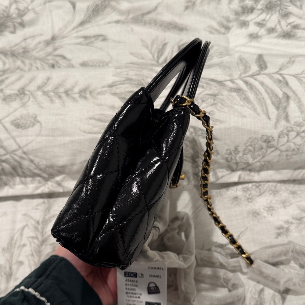 CHANEL style Black glossy Kelly bag - Picture 5 of 9